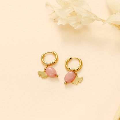 Hoop Earrings with Drop Shaped Opal – Subtle Colors | Twinolo