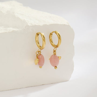 Hoop Earrings with Drop Shaped Opal – Subtle Colors | Twinolo