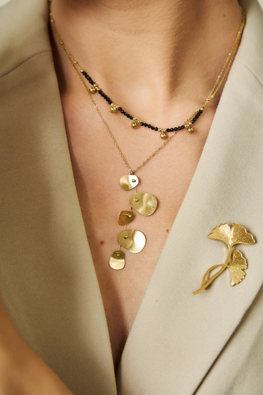 Golden Ginkgo Leaf Brooch – Minimalist & Timeless Design | Twinolo