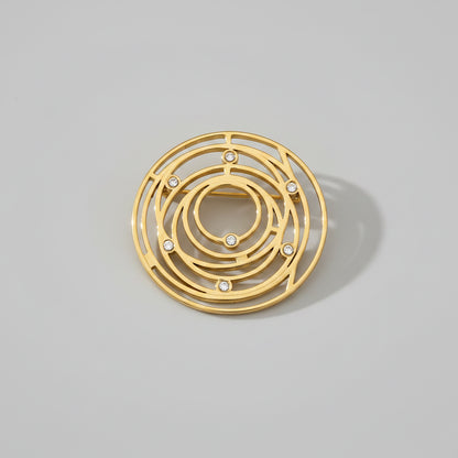 Golden Circle Brooch with Crystals – Stainless Steel – Modern Design | Twinolo