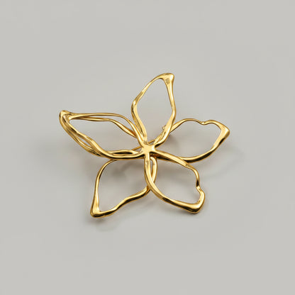 Gold Open Flower Brooch – Stainless Steel | Twinolo