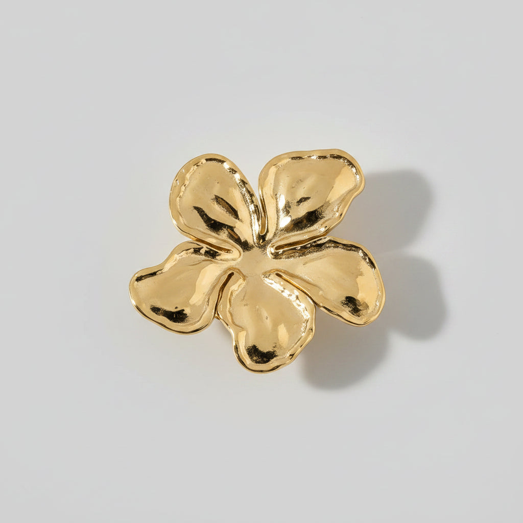 Magnetic Flower Brooch - Gold-Colored Stainless Steel | Twinolo