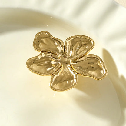 Magnetic Flower Brooch - Gold-Colored Stainless Steel | Twinolo