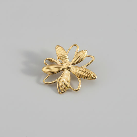 Gold-colored Flower Brooch – Stainless Steel | Twinolo