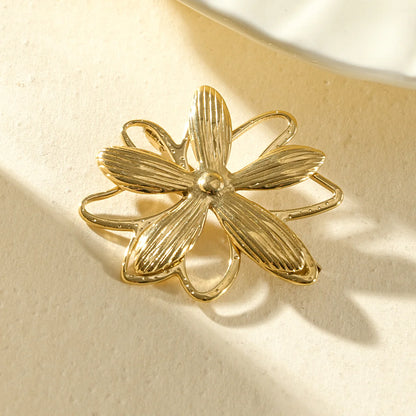 Gold-colored Flower Brooch – Stainless Steel | Twinolo