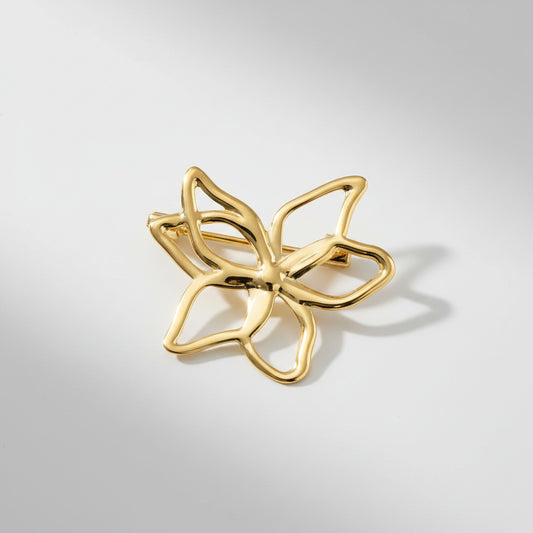 Open Flower Brooch Gold-colored – Stainless Steel | Twinolo