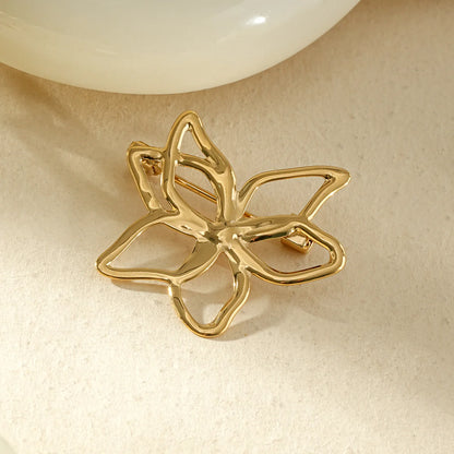 Open Flower Brooch Gold-colored – Stainless Steel | Twinolo