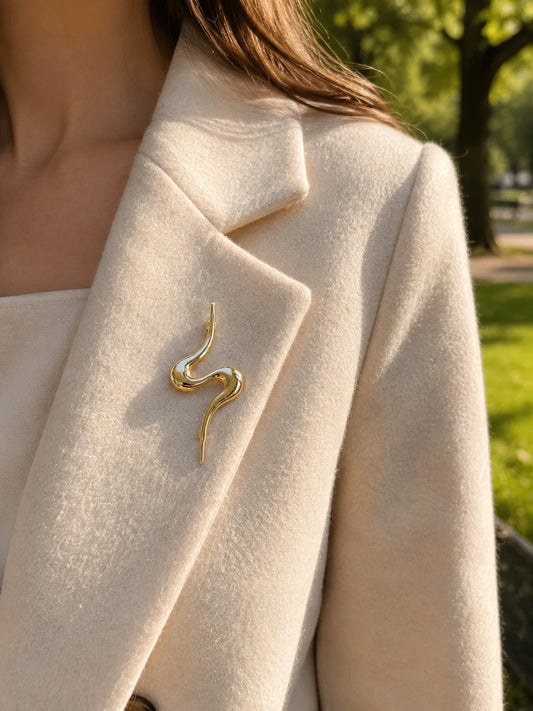 Abstract Gold-Tone Brooch – Stainless Steel | Twinolo