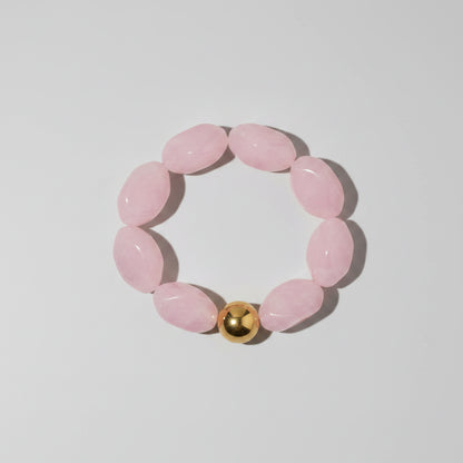 Ladies Elastic Beaded Bracelet – Pink Resin | Twinolo