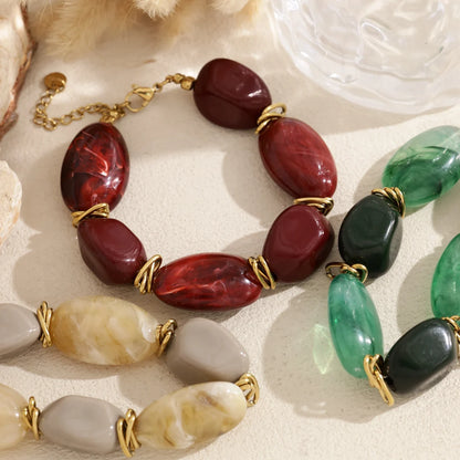Marmerlook Kralenarmband met Grote Kralen | TWINOLO