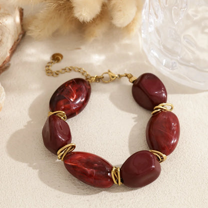 Marmerlook Kralenarmband met Grote Kralen | TWINOLO