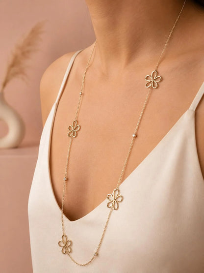 Lange Bloemenketting met Zirkonia | TWINOLO