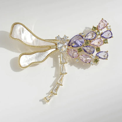 Luxury Brooch with Natural Shell & Zirconia – 18K Gold Plated | Twinolo