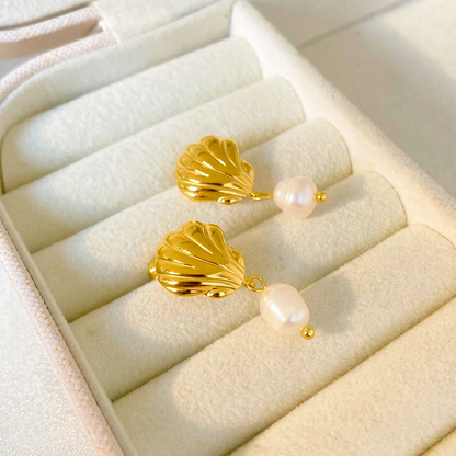 Shell Earrings with Pearl – Natural Elegance | Twinolo