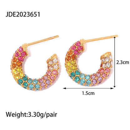 Rainbow Hoop Earrings – Zirconia in Colorful Design | Twinolo