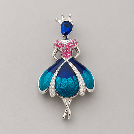 Luxury Princess Brooch with Zirconia – 18K Gold Plated | Twinolo