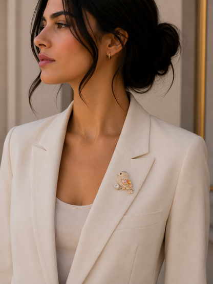 Bird Brooch with Crystals – Colorful Elegant Brooch | Twinolo