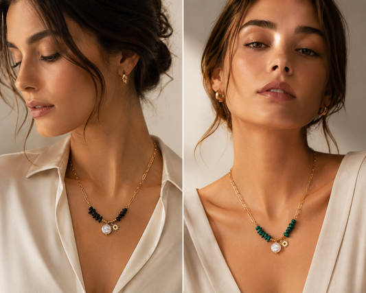 Necklace with Sun Pendant and Pearl – Trendy Gold-Colored Design | Twinolo