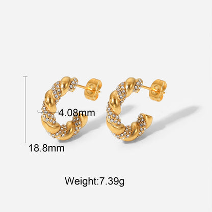 Croissant Earrings with Zirconia – Elegant & Sparkling | Twinolo