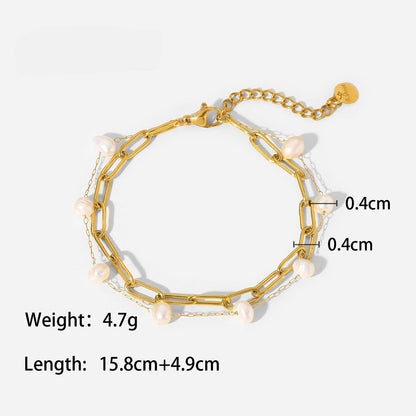 Link Bracelet with Pearl Accent – ​​Stylish & Modern | Twinolo