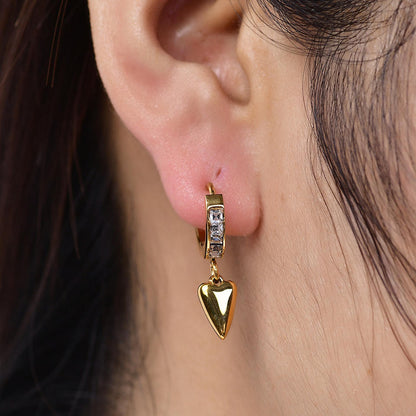 Golden Hoops with Heart Pendant – Romantic & Elegant | Twinolo