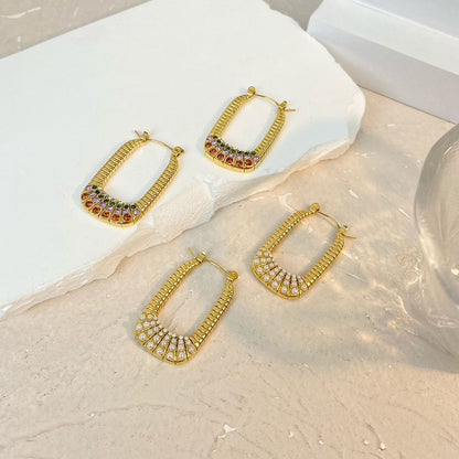 Hoop Earrings with Pearls and Colorful Stones – Unique Design | Twinolo