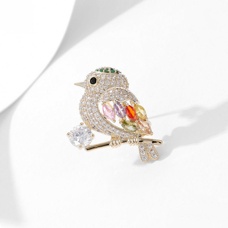 Bird Brooch with Crystals – Colorful Elegant Brooch | Twinolo
