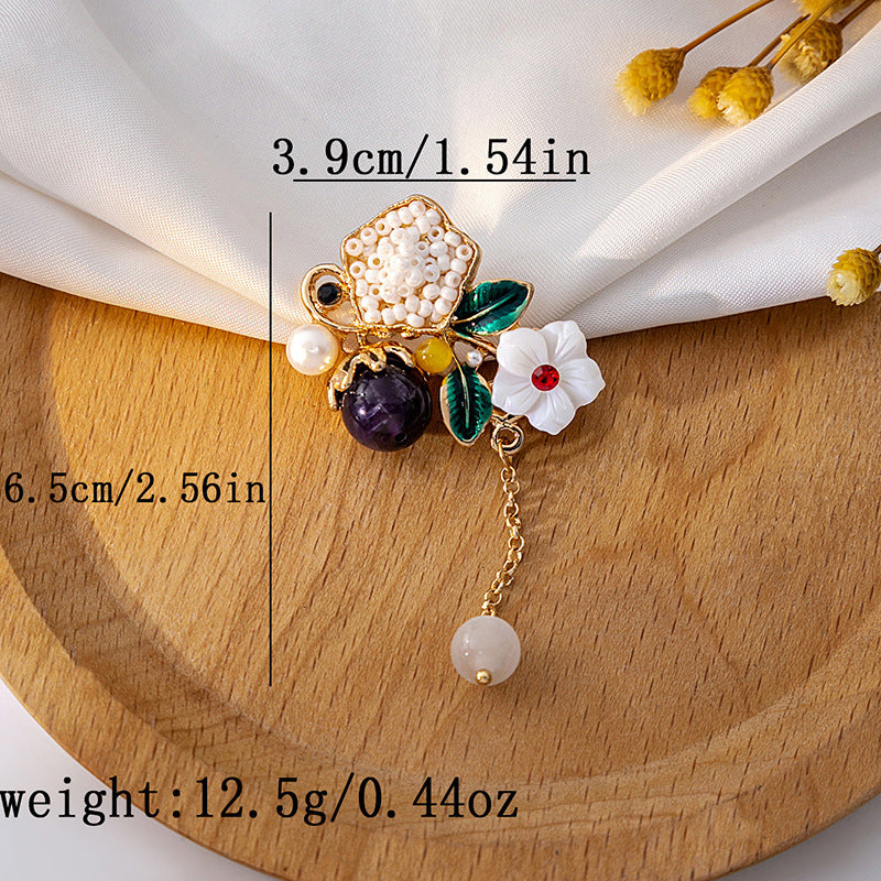 🌼 Flower Brooch with Pearl, Enamel and Playful Charm – Vintage Style | Twinolo