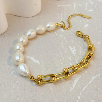 Freshwater Pearl Link Bracelet – Subtle Luxury | Twinolo