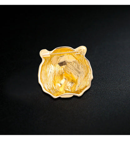 Brooch - Elegant Tiger Head Brooch with Crystals | Twinolo