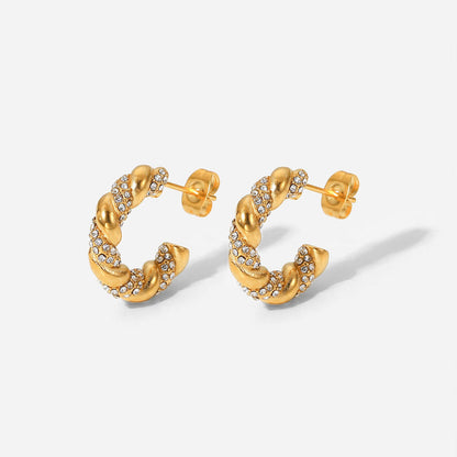 Croissant Earrings with Zirconia – Elegant & Sparkling | Twinolo