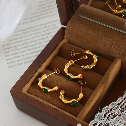 Mini Hoop Earrings with Colorful Zirconia – Subtle Shine | Twinolo