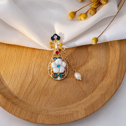 🌼 Flower Brooch with Pearl and Colorful Details – Elegant Brooch | Twinolo