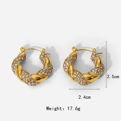 Croissant Earrings with Shiny Green Zirconia – Stylish Contrast | Twinolo