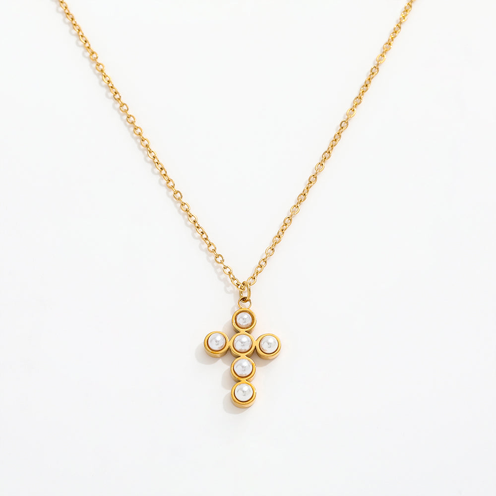 Necklace with Pearl Cross Pendant – Elegant & Symbolic | Twinolo