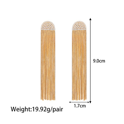 Long Gold Earring with Zirconia – Elegant & Sophisticated | Twinolo