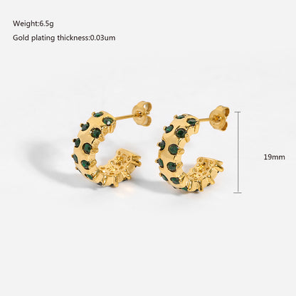 Mini Hoops with Green Stones – Refreshing & Chic | Twinolo