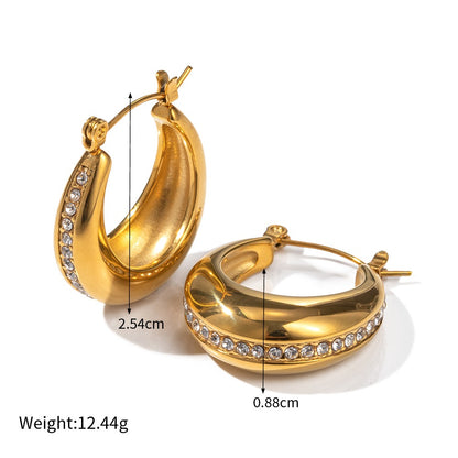 Elegant Hoop Earrings with Zirconia Stones | Twinolo