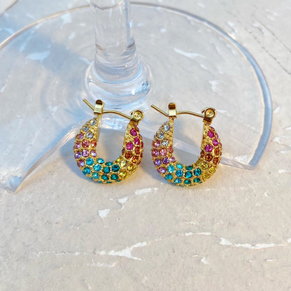 Hoop Earrings with Colorful Zirconia – Sparkling Style | Twinolo