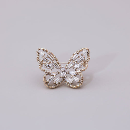 🦋 Butterfly Brooch with Crystals – Elegant Gold-Colored Brooch | Twinolo