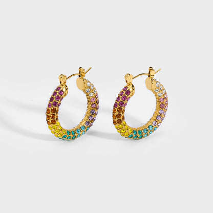 Gold Hoop Earrings with Zirconia – Elegant & Cheerful | Twinolo