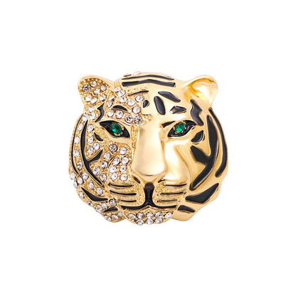 Brooch - Elegant Tiger Head Brooch with Crystals | Twinolo