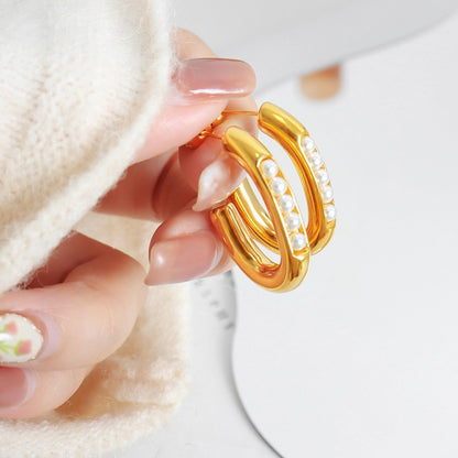 Hoop Earrings with Small Pearl – Subtle Design | Twinolo