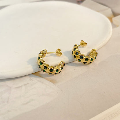 Mini Hoops with Green Stones – Refreshing & Chic | Twinolo