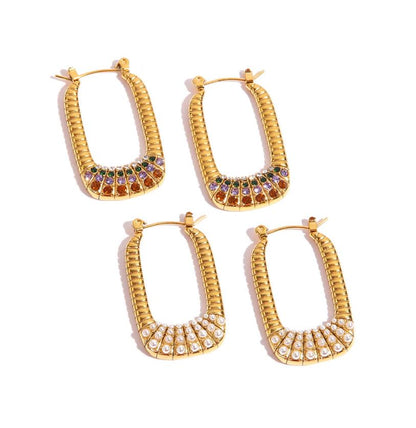 Hoop Earrings with Pearls and Colorful Stones – Unique Design | Twinolo