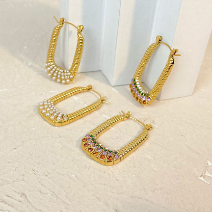 Hoop Earrings with Pearls and Colorful Stones – Unique Design | Twinolo