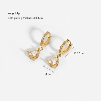 Elegant Teardrop Earrings with Zirconia – Radiant Accents | Twinolo