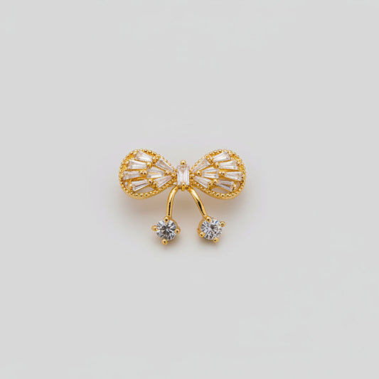 🎀 Gold Bow Brooch with Crystals – Elegant Silver-tone Brooch | Twinolo