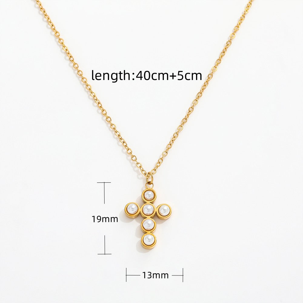 Necklace with Pearl Cross Pendant – Elegant & Symbolic | Twinolo