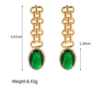 Earrings with Oval Stone – Green or Blue | Sophisticated Look | Twinolo